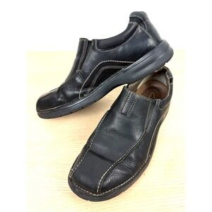 Clarks Mens Black Leather Slip On‎ Loafer Casual Comfort Shoes Size 10M